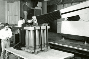 Isaac Asimov and Unimate, the world's first industrial robot